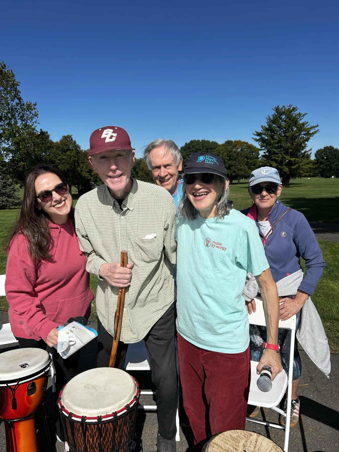 Moving Day participants gathered with GG Glazer and Pulse Synergy drums